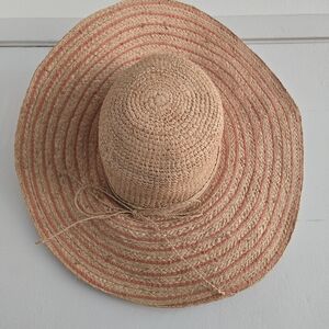 Stylish Tan and Pink Straw Hat